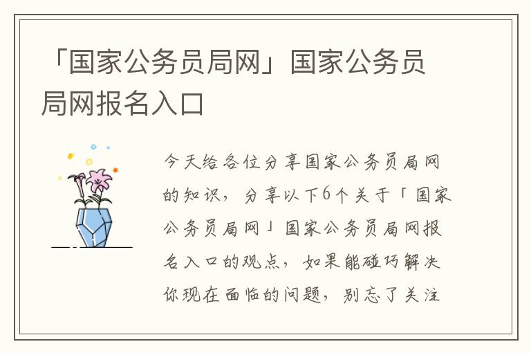 国家公务员报名官网入口，公务员报考之路全解析